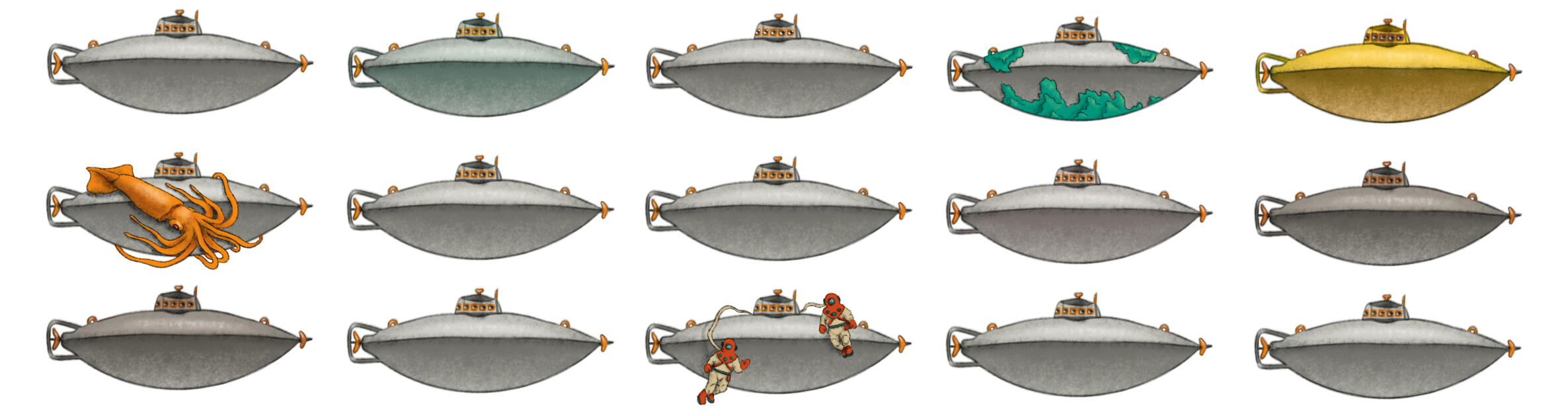 Fragment of an illustration that explores an early submarine invention,from the book Ours. Engineering history of Ukraine.